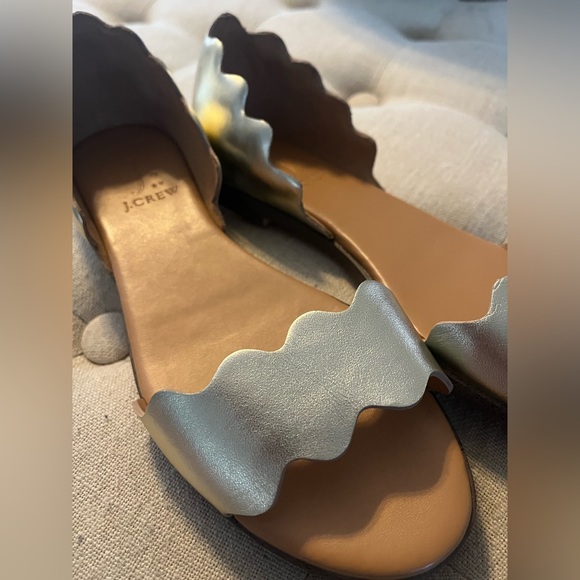 J. Crew Gold Metallic Scalloped Flats - Picture 3 of 7